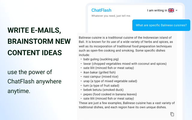 ChatFlash – ChatGPT with your own voice chrome谷歌浏览器插件_扩展第1张截图