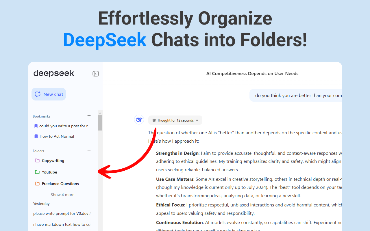 DeepSeek Folders, Search & Prompts - ChatFolders: Projects & Chat Organizer chrome谷歌浏览器插件_扩展第1张截图