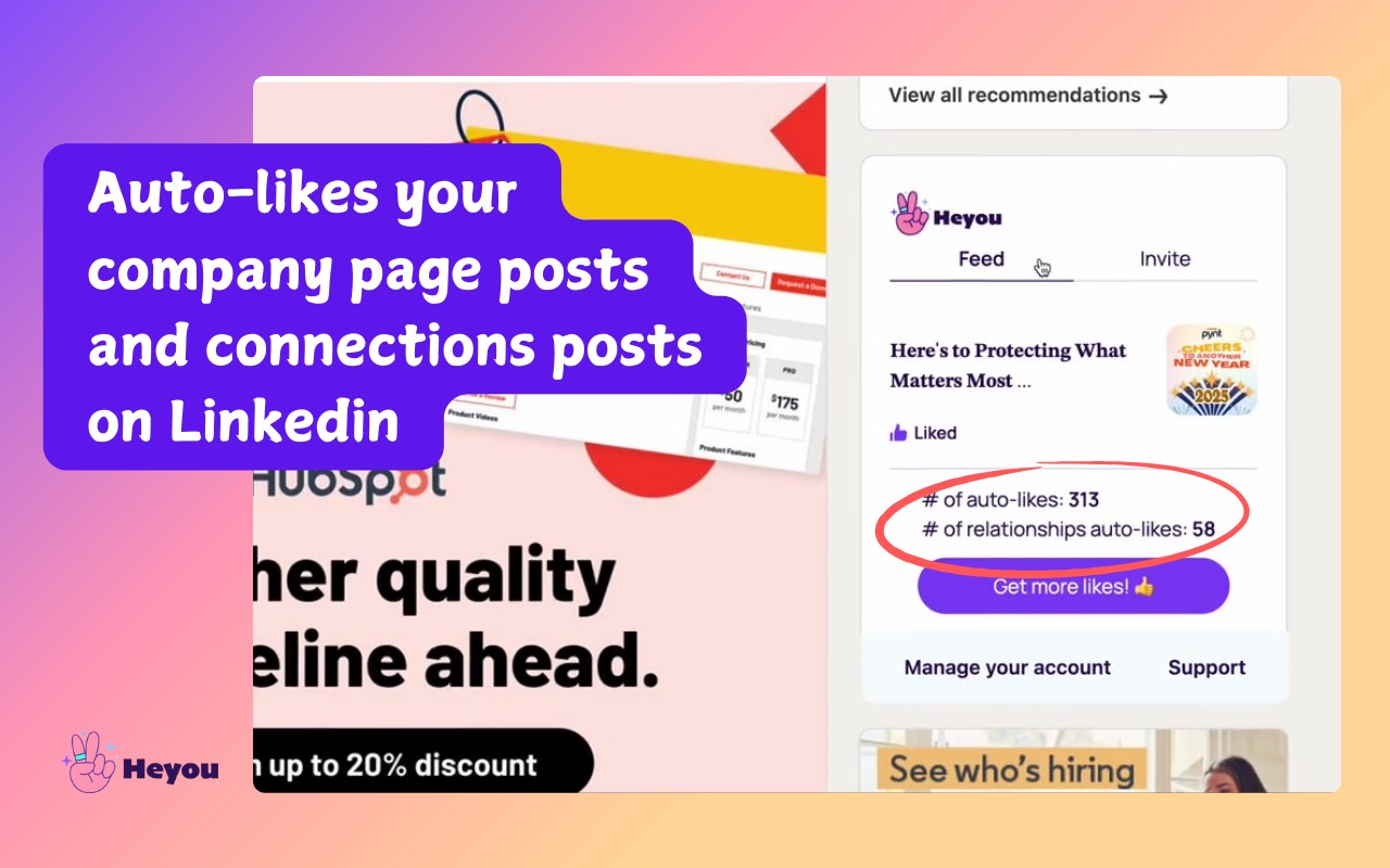 Heyou for Linkedin | Auto-Like on Linkedin chrome谷歌浏览器插件_扩展第2张截图