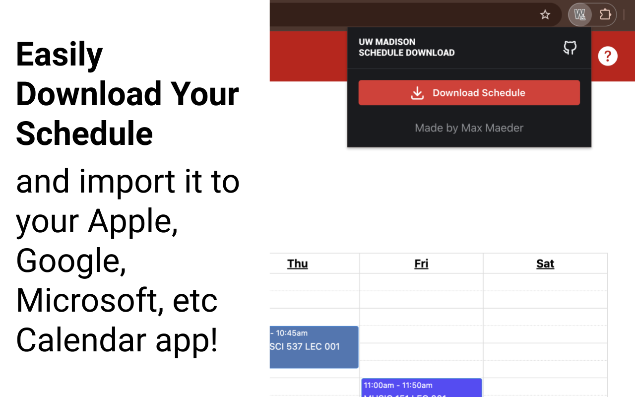 UW Madison Schedule Downloader chrome谷歌浏览器插件_扩展第1张截图