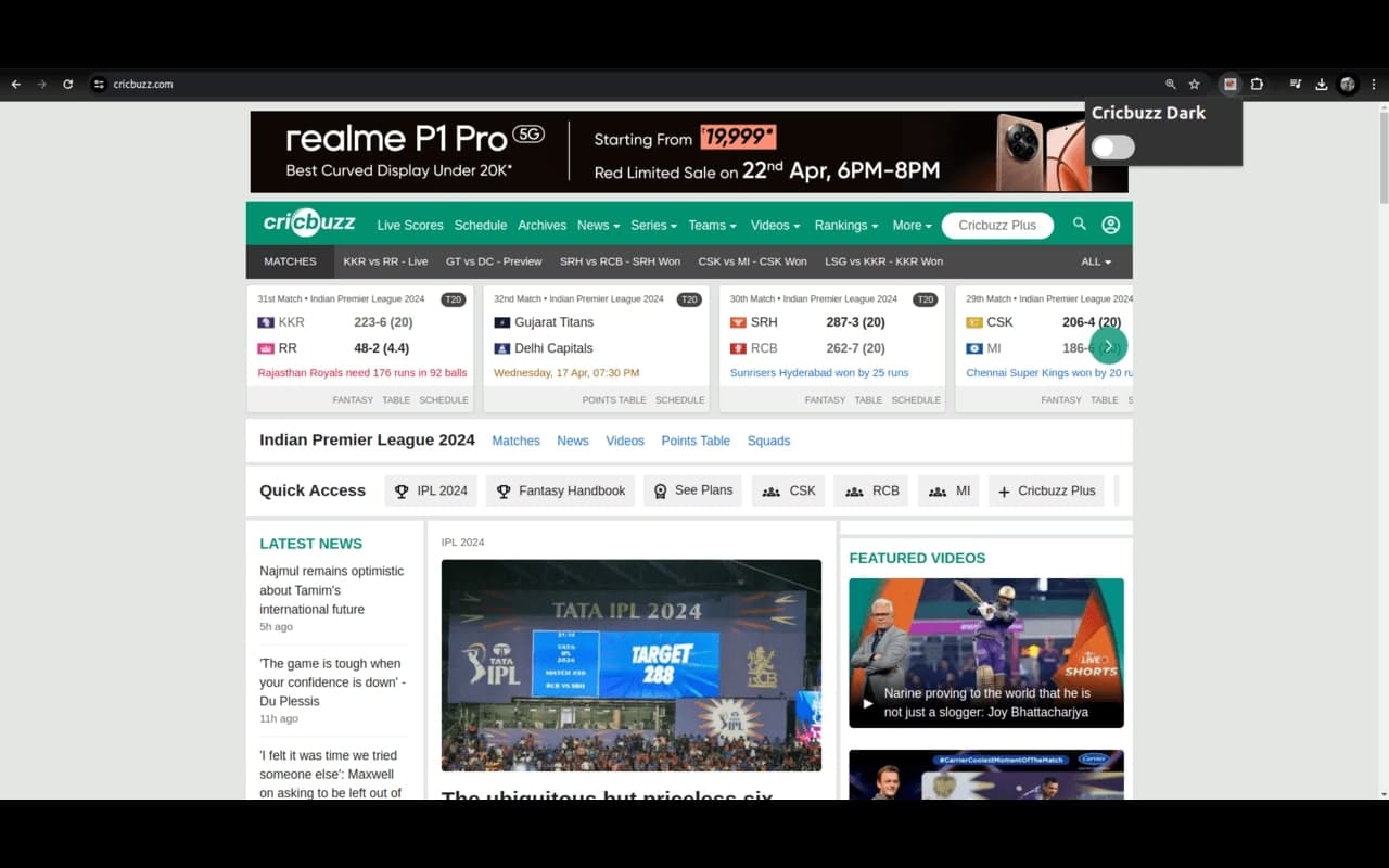 Cricbuzz Dark chrome谷歌浏览器插件_扩展第4张截图