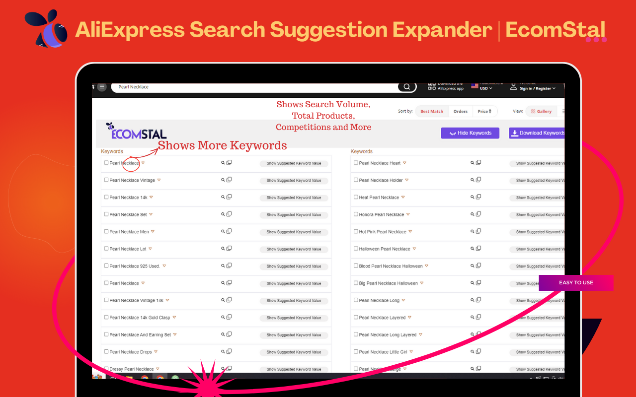 AliEx Search Suggestion Expander| Ecomstal chrome谷歌浏览器插件_扩展第2张截图