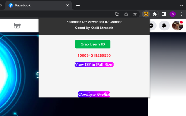 Facebook ID grabber & Picture in full size chrome谷歌浏览器插件_扩展第1张截图