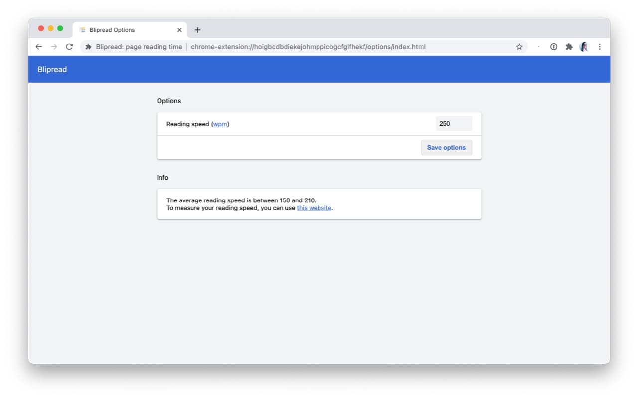 Blipread: page reading time chrome谷歌浏览器插件_扩展第3张截图