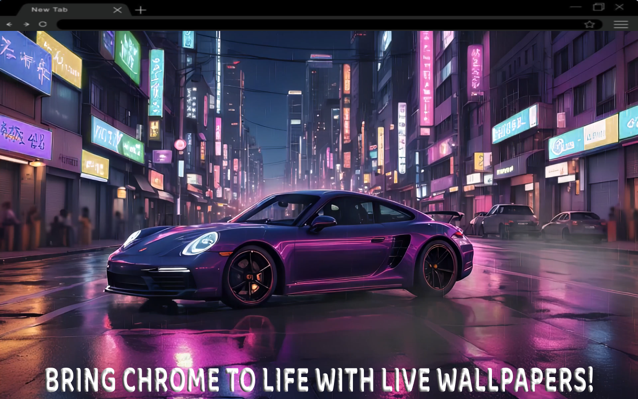 Purple Porsche Under Tokyo Live Wallpaper chrome谷歌浏览器插件_扩展第1张截图