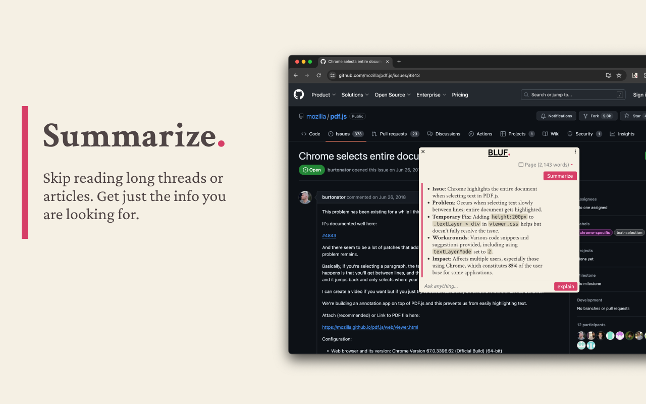 BLUF: Summarize PDF, YouTube & Websites chrome谷歌浏览器插件_扩展第3张截图