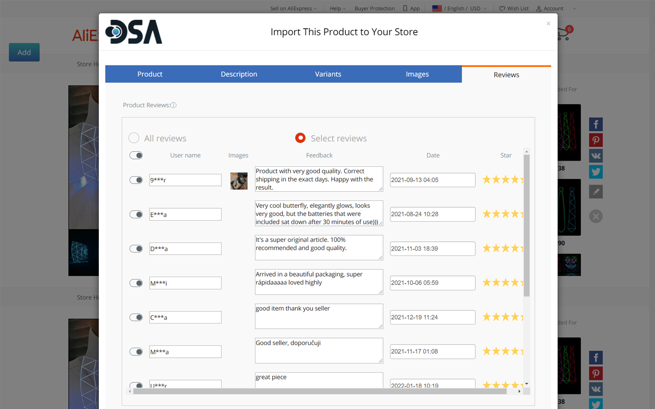 DSA: Product & Review Importer chrome谷歌浏览器插件_扩展第2张截图