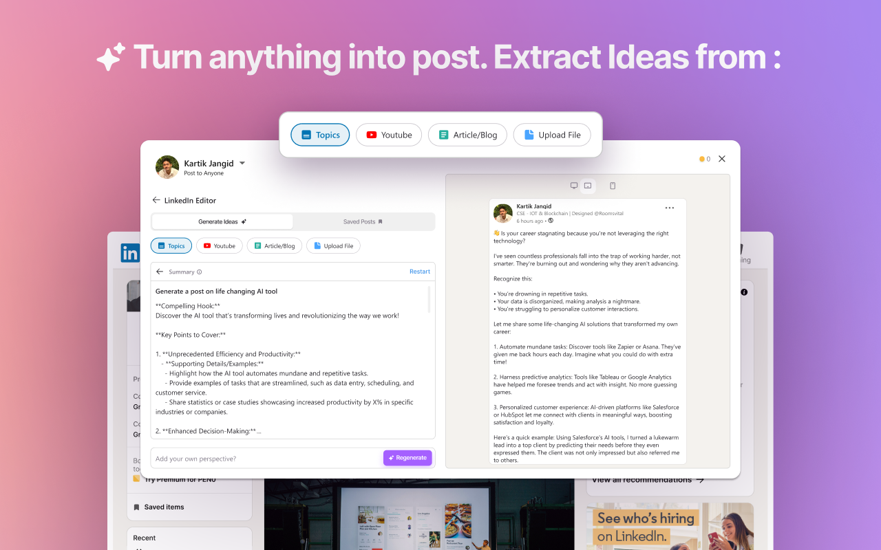 Reepl AI LinkedIn Post Writer, Lead Finder, CRM, Auto DMs, Streaks & More chrome谷歌浏览器插件_扩展第1张截图
