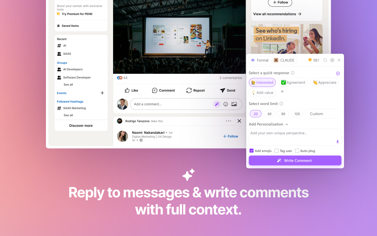 Reepl AI LinkedIn Post Writer, Lead Finder, CRM, Auto DMs, Streaks & More chrome谷歌浏览器插件_扩展第4张截图