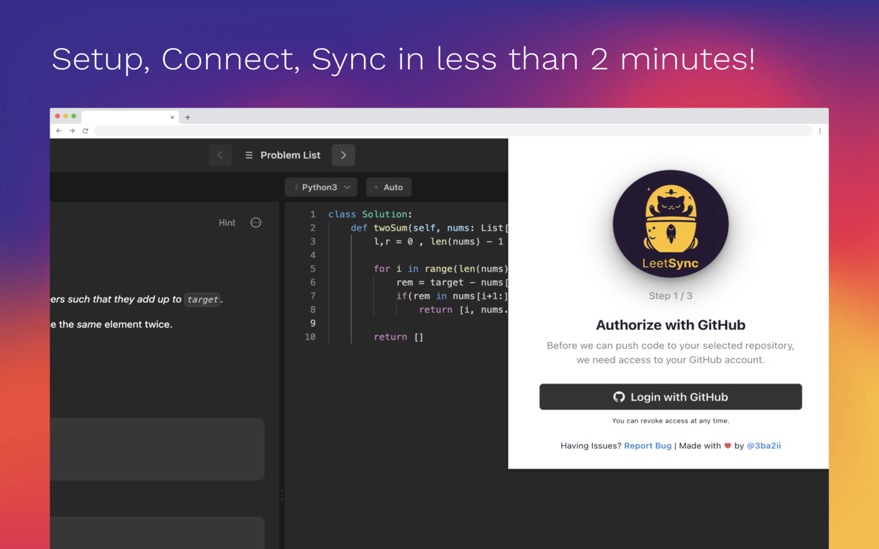 LeetSync - Leetcode to Github Synchronizer chrome谷歌浏览器插件_扩展第1张截图