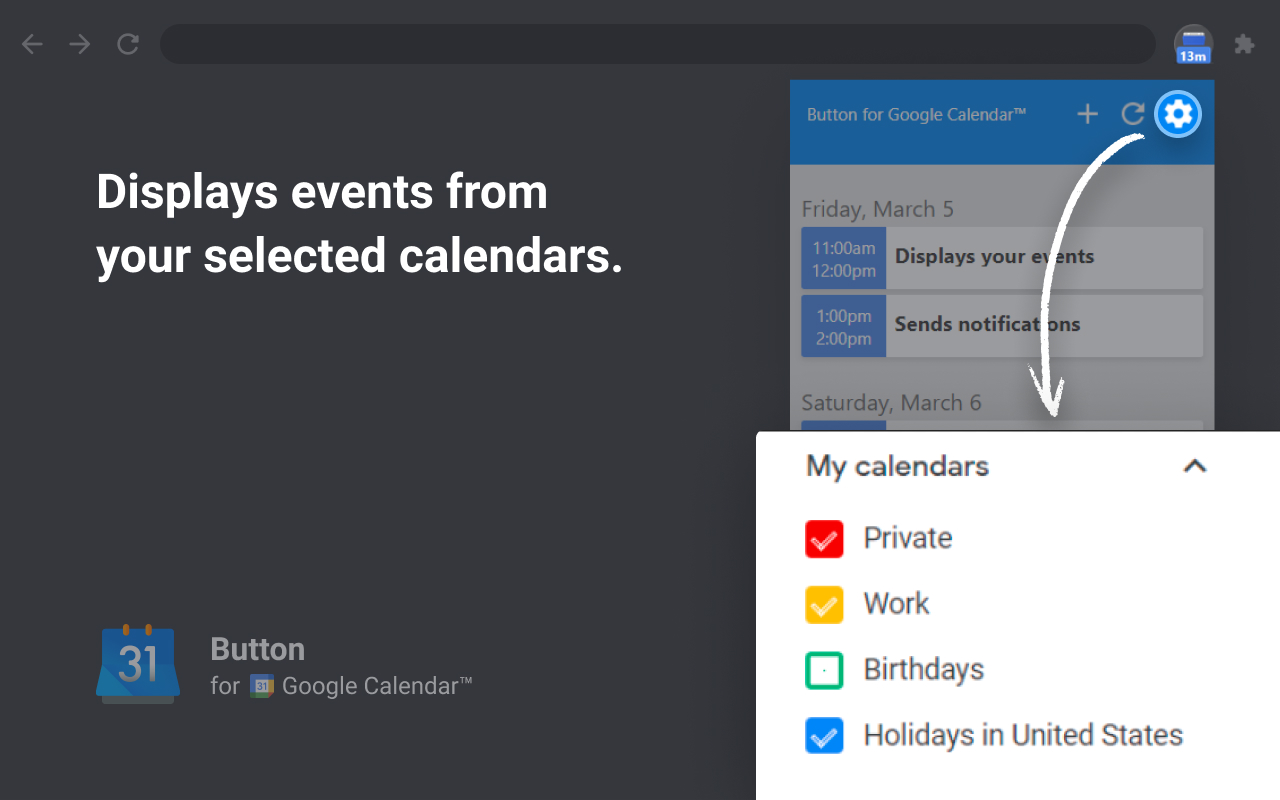 Button for Google Calendar chrome谷歌浏览器插件_扩展第4张截图