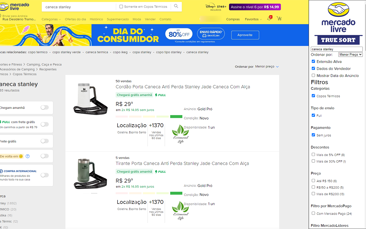 Mercado Livre TrueSort a verdadeira ordenação chrome谷歌浏览器插件_扩展第1张截图