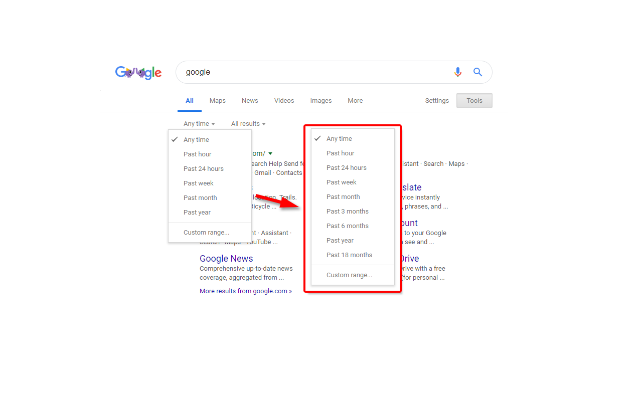 Google Search date range shortcut chrome谷歌浏览器插件_扩展第1张截图