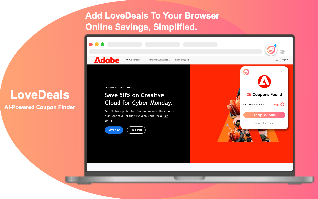 LoveDeals: Automatic Coupons & Deals chrome谷歌浏览器插件_扩展第3张截图