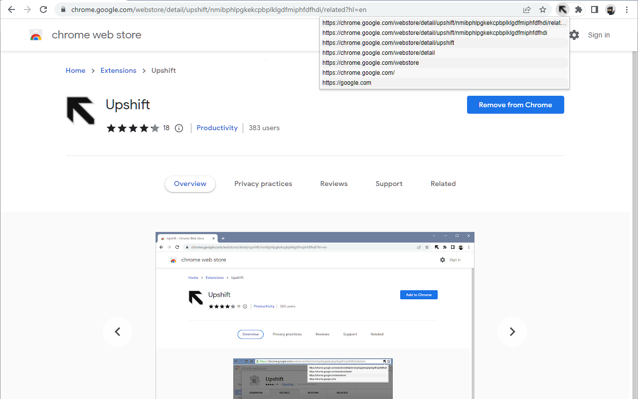 Upshift chrome谷歌浏览器插件_扩展第1张截图