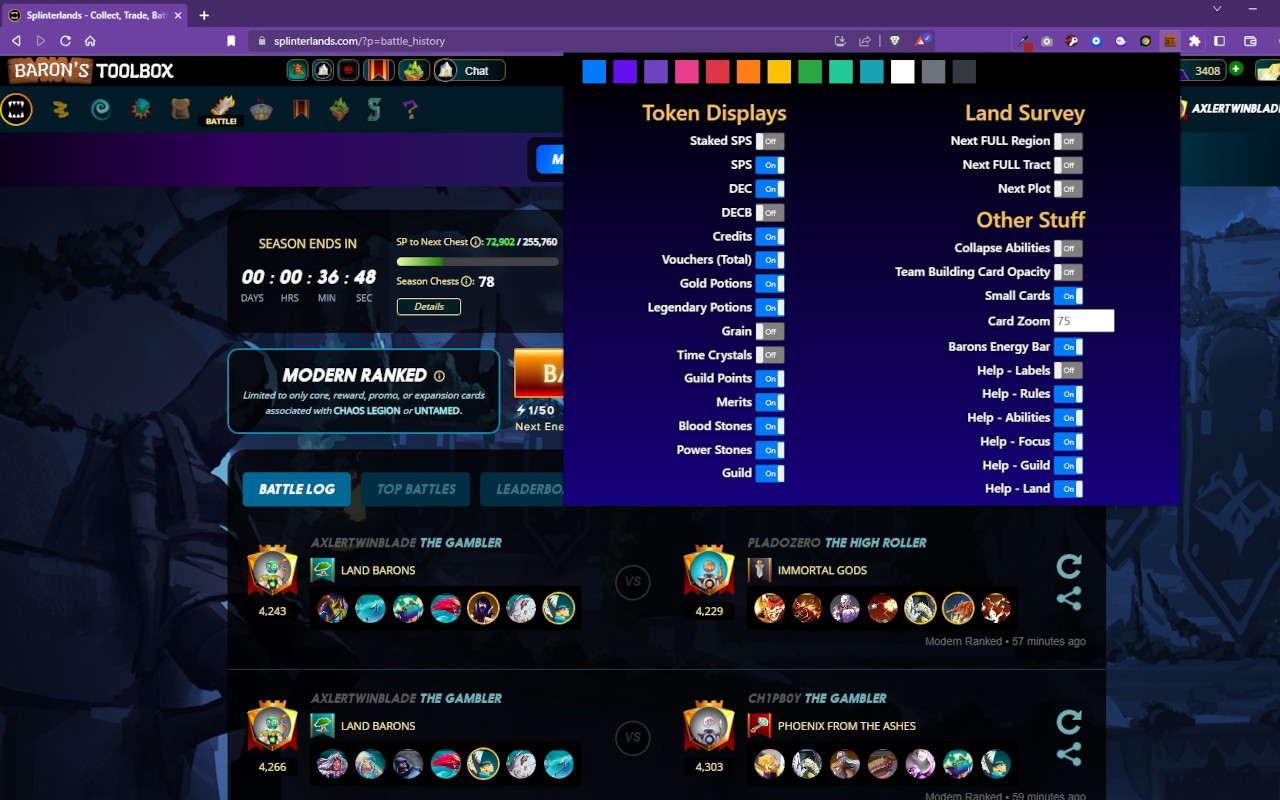 Barons Toolbox - Splinterlands Enhancement chrome谷歌浏览器插件_扩展第4张截图