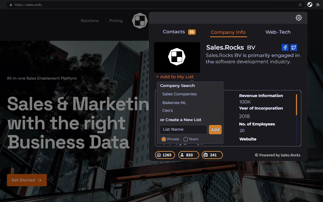 Sales.Rocks chrome谷歌浏览器插件_扩展第2张截图