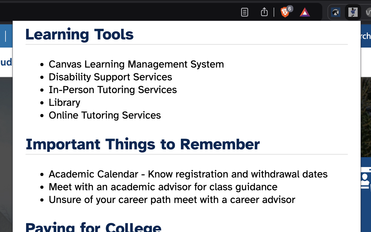 Clark College Student Success Resources chrome谷歌浏览器插件_扩展第3张截图