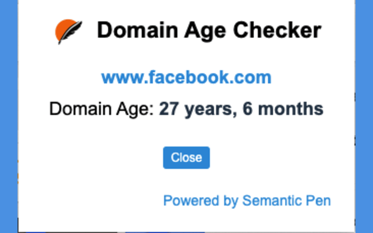 Domain Age Checker by Semantic Pen chrome谷歌浏览器插件_扩展第2张截图