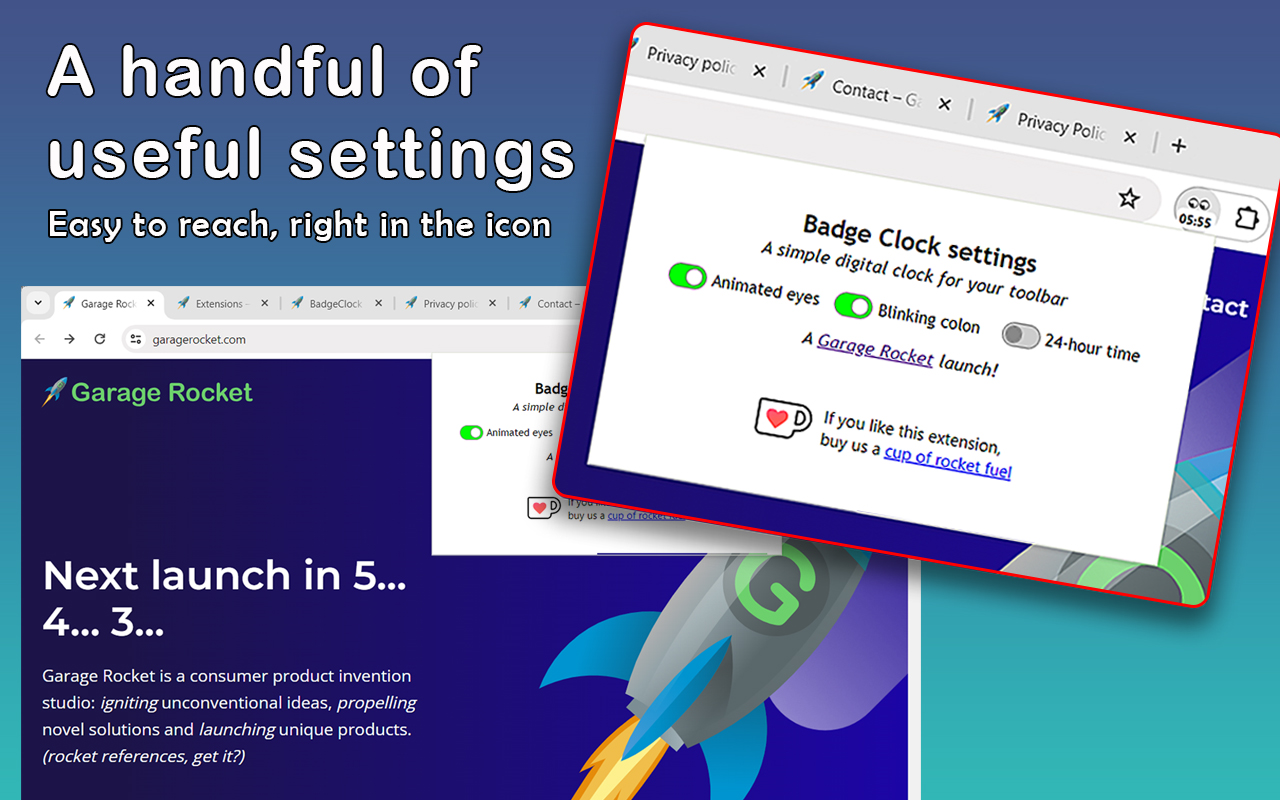 Badge Clock: simple toolbar clock chrome谷歌浏览器插件_扩展第1张截图