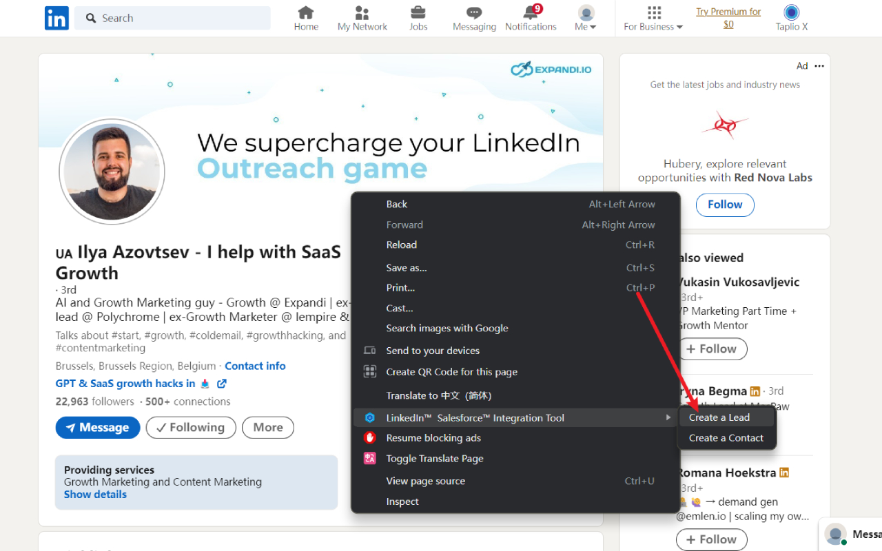 CRM 与 LinkedIn for Salesforce 集成 chrome谷歌浏览器插件_扩展第3张截图