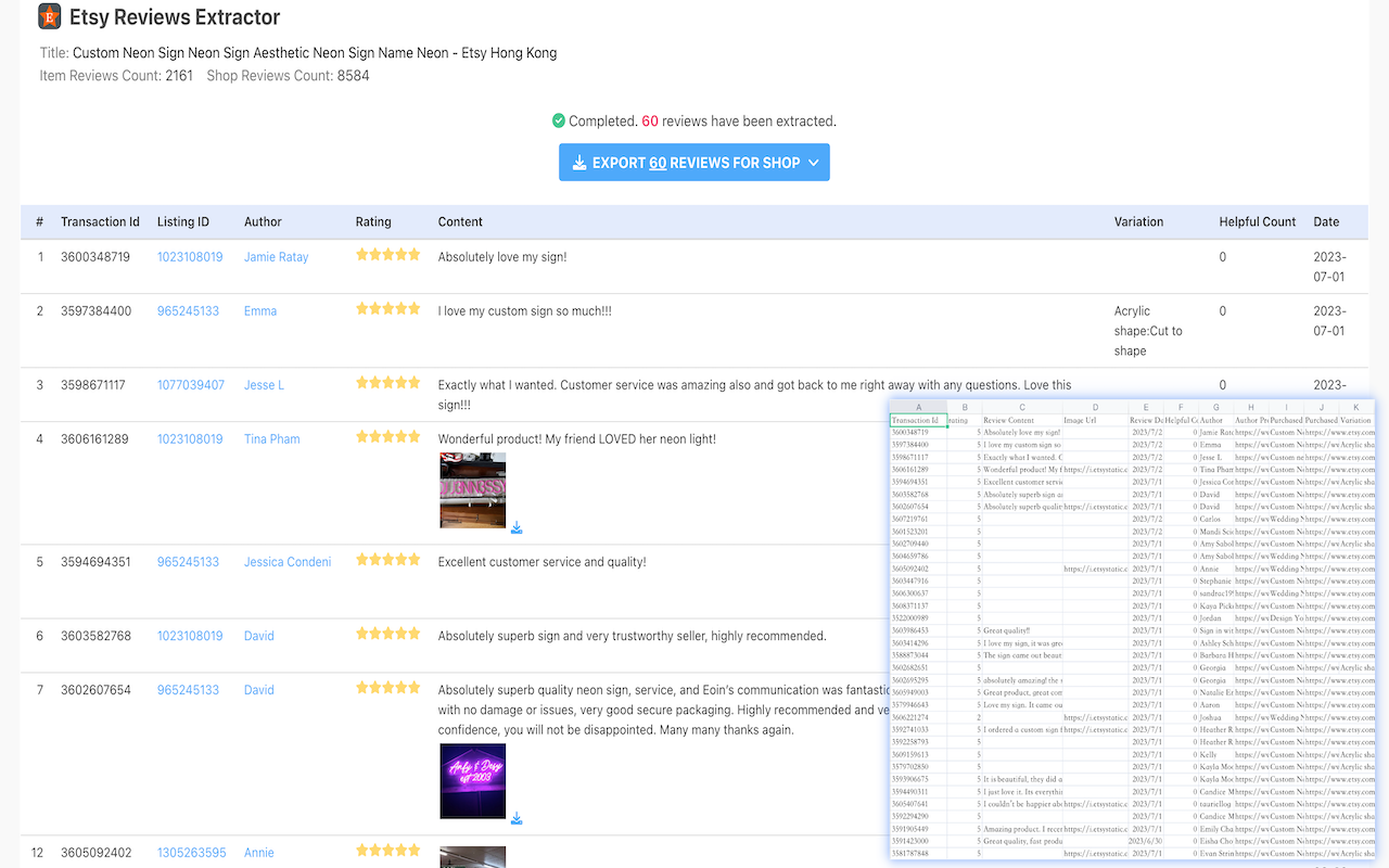 Etsy™ Reviews Extractor chrome谷歌浏览器插件_扩展第4张截图