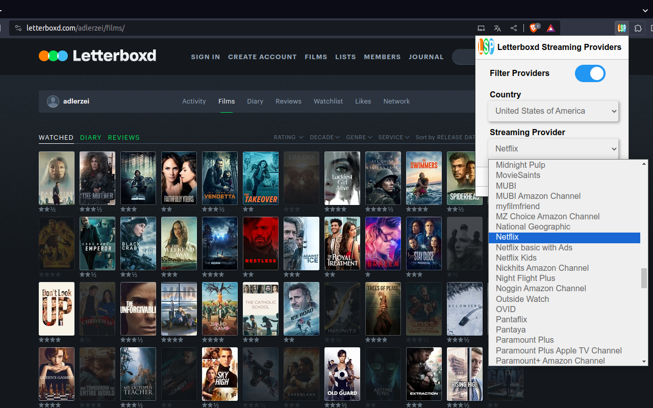 Letterboxd Streaming Providers chrome谷歌浏览器插件_扩展第1张截图