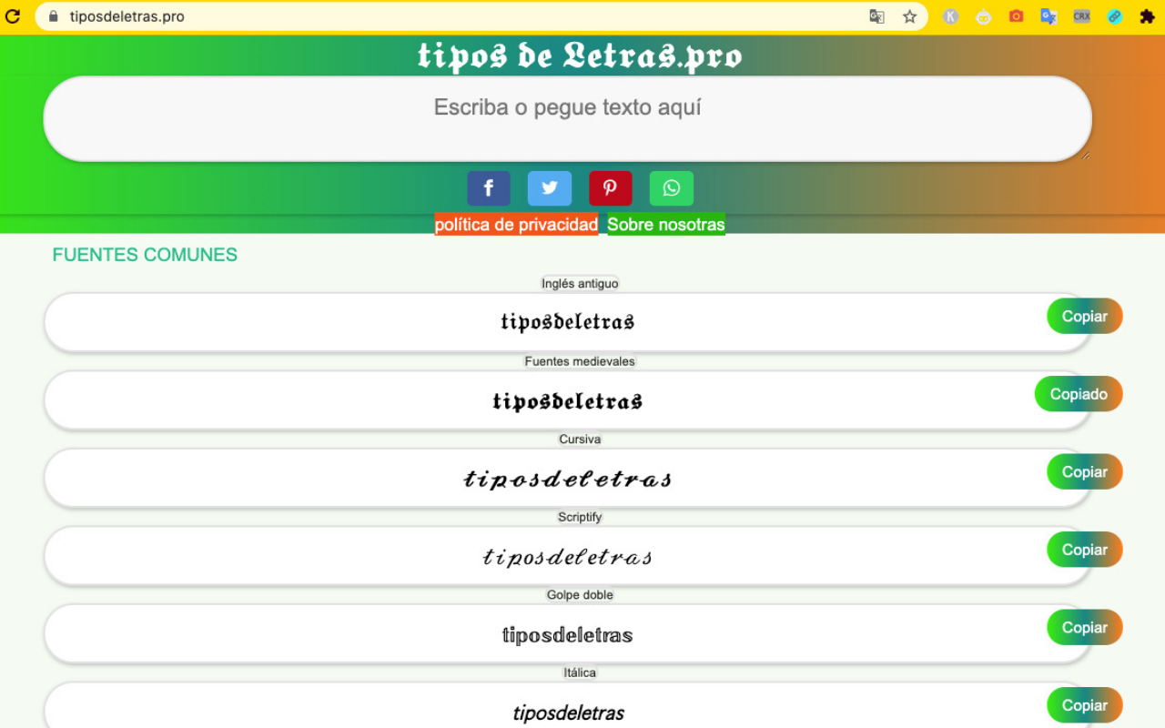 Tipos De Letras bonitas diferentes Fuentes chrome谷歌浏览器插件_扩展第3张截图