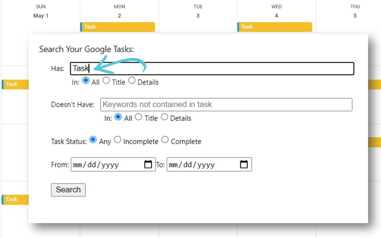 Search G. Calendar Tasks (By Natfluence) chrome谷歌浏览器插件_扩展第4张截图