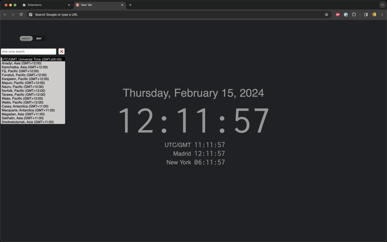 DateTime new tab page chrome谷歌浏览器插件_扩展第2张截图