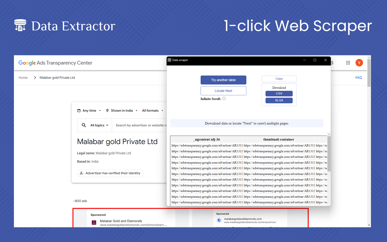 Data Extractor chrome谷歌浏览器插件_扩展第1张截图