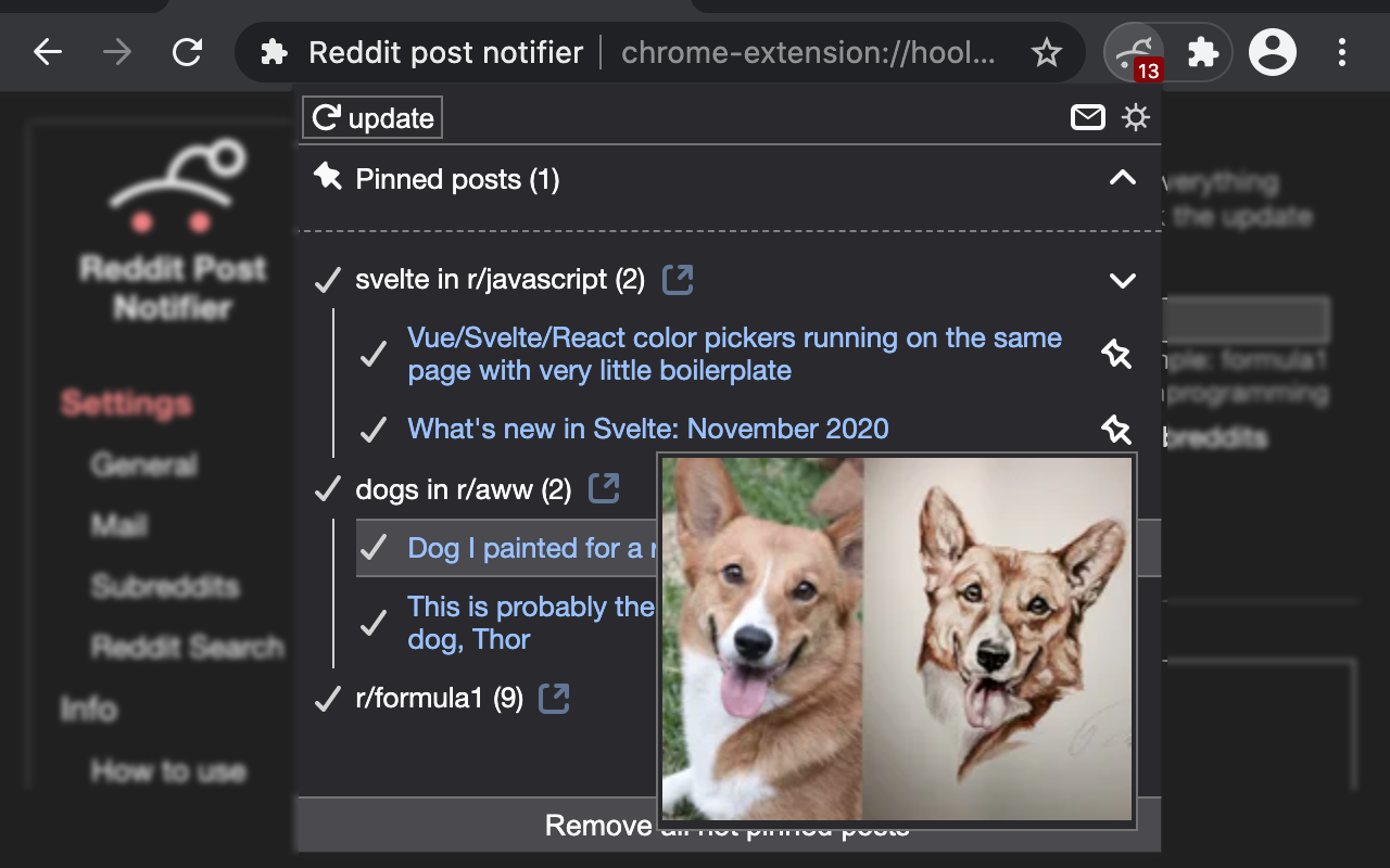 Reddit post notifier chrome谷歌浏览器插件_扩展第2张截图