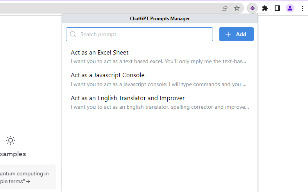 ChatGPT Prompts Manager Extension chrome谷歌浏览器插件_扩展第2张截图