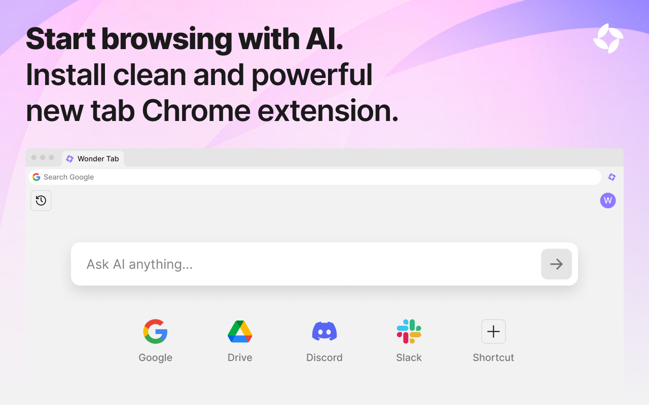 Wonder Tab - Smarter New Tab with Calendar, Bookmarks & ChatGPT chrome谷歌浏览器插件_扩展第1张截图