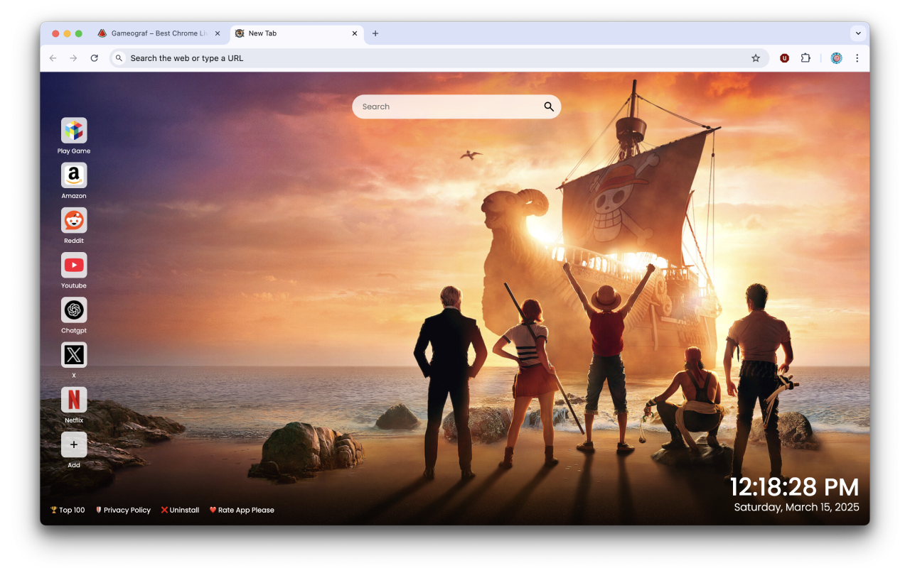 One Piece Netflix Monkey D. Luffy New Tab chrome谷歌浏览器插件_扩展第1张截图