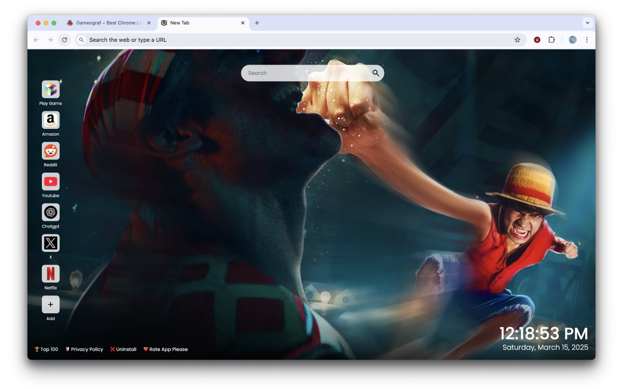 One Piece Netflix Monkey D. Luffy New Tab chrome谷歌浏览器插件_扩展第2张截图