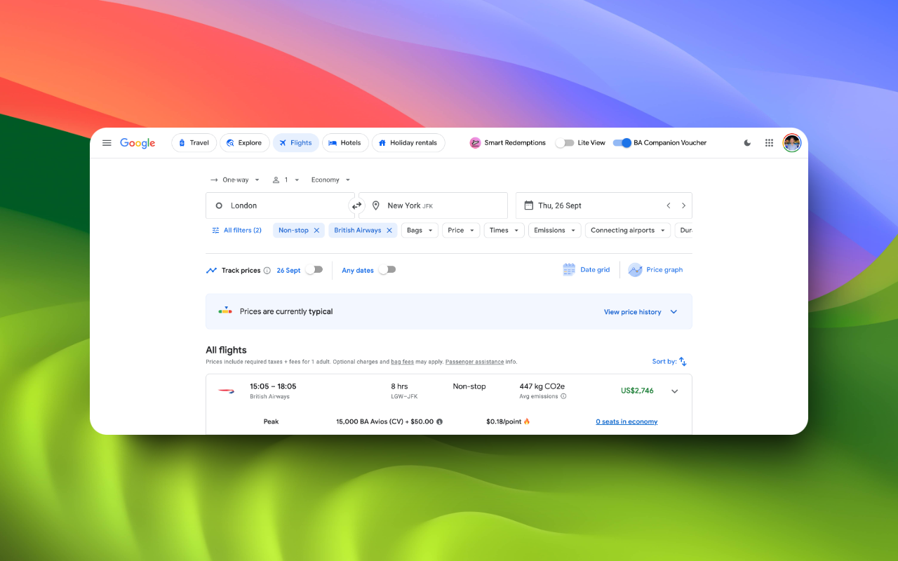 Points & Miles on Google Flights - Smart Redemptions chrome谷歌浏览器插件_扩展第3张截图