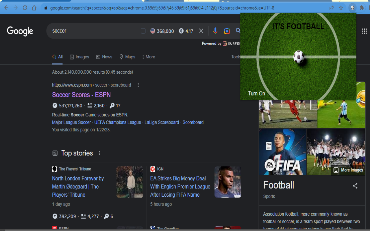IT'S FOOTBALL chrome谷歌浏览器插件_扩展第1张截图
