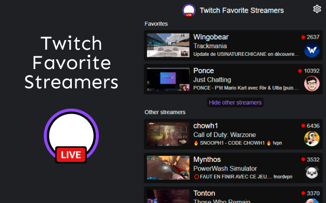 Twitch Favorite Streamers chrome谷歌浏览器插件_扩展第2张截图
