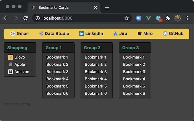 Bookmarks Cards chrome谷歌浏览器插件_扩展第1张截图
