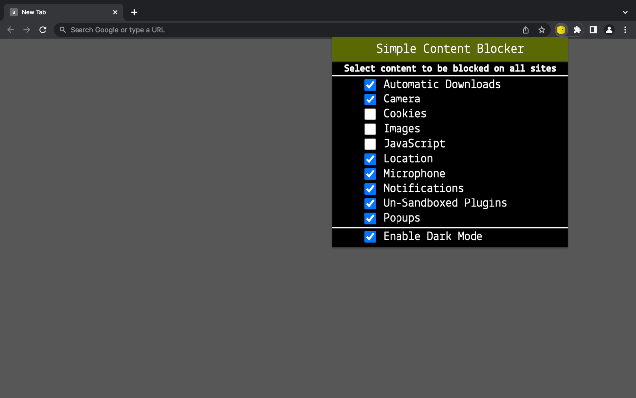 Simple Content Blocker - S.C.B chrome谷歌浏览器插件_扩展第2张截图