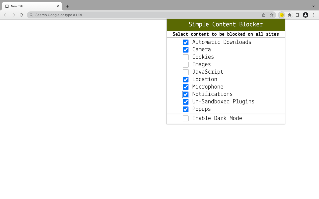 Simple Content Blocker - S.C.B chrome谷歌浏览器插件_扩展第3张截图
