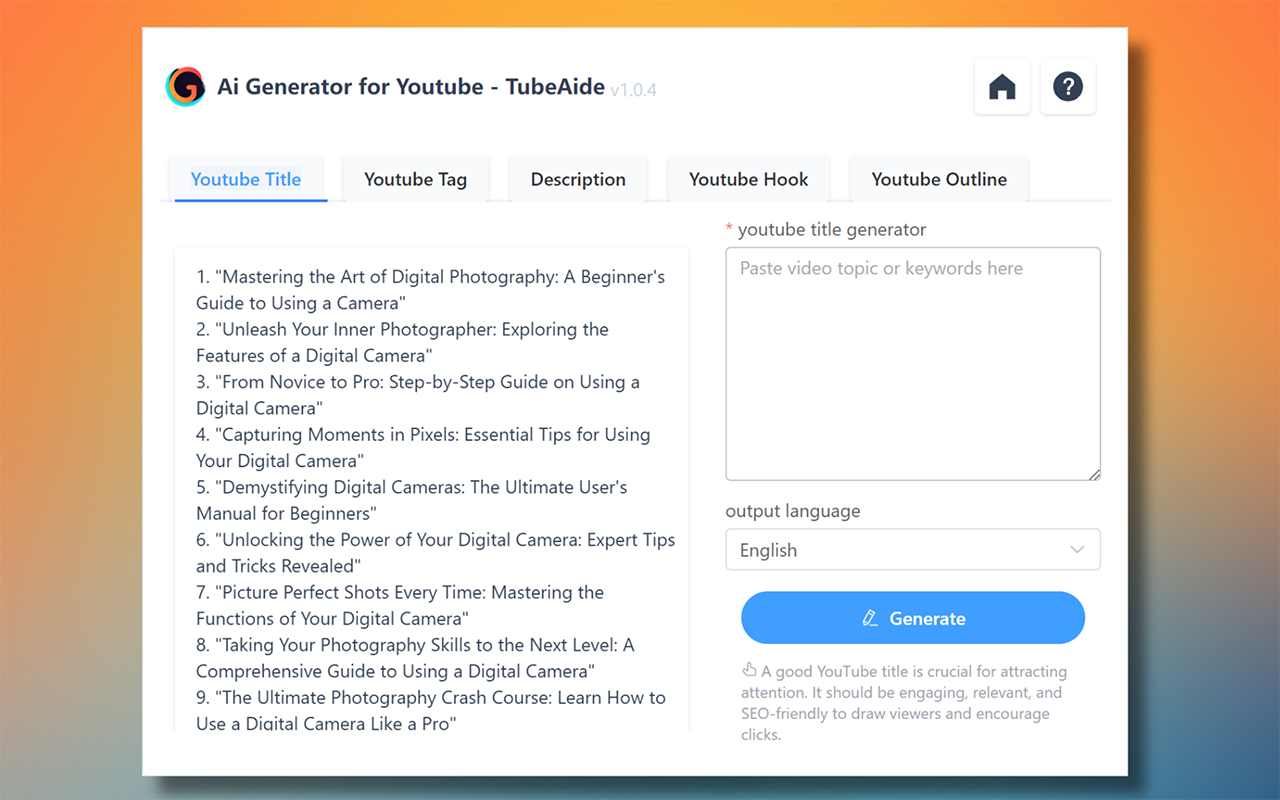 Free AI Tag Generator for Youtube - TubeAide chrome谷歌浏览器插件_扩展第1张截图