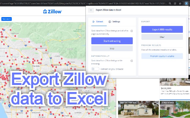 Export Zillow data to Excel chrome谷歌浏览器插件_扩展第1张截图