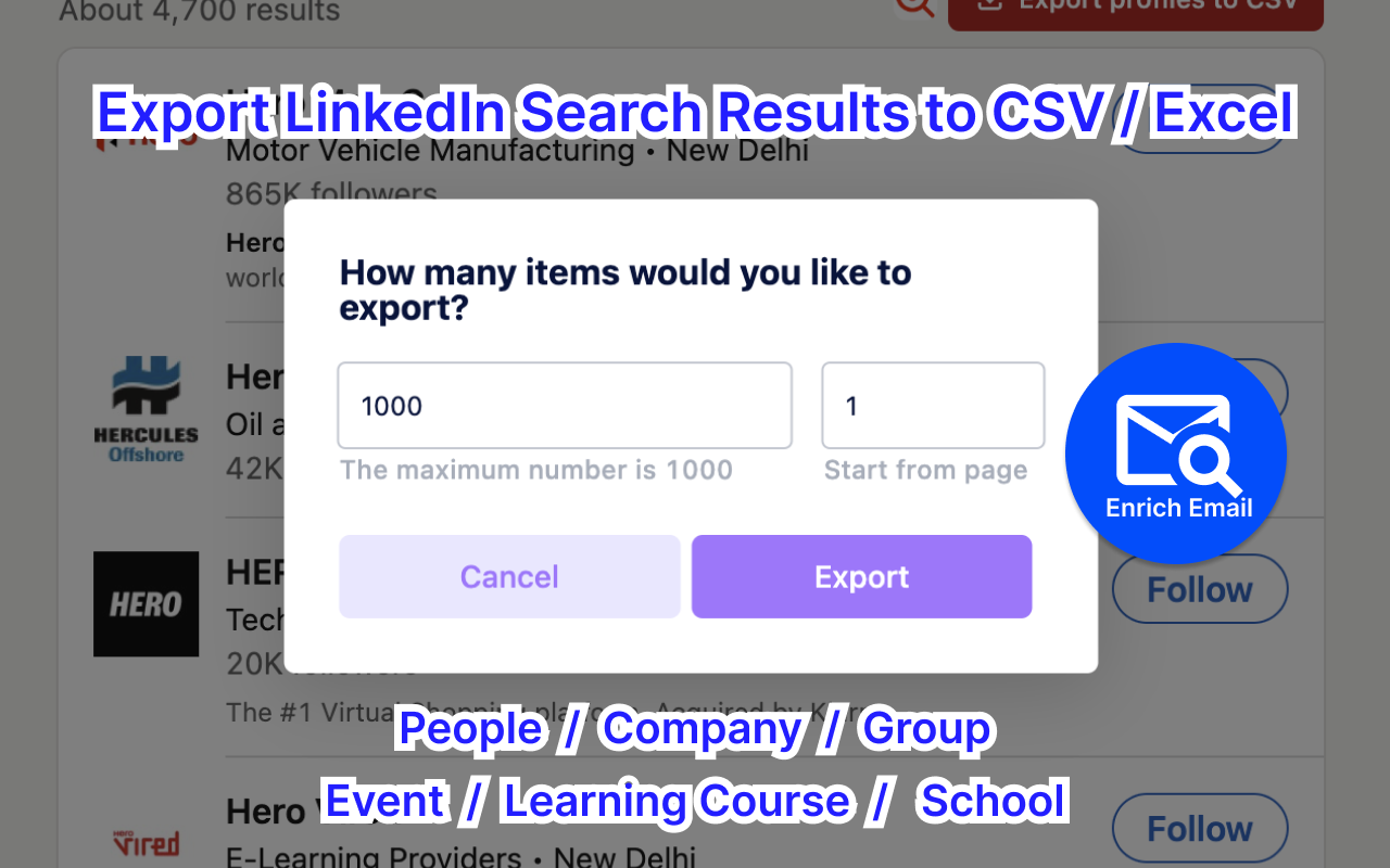 Search Export for LinkedIn™️(Email Finder) chrome谷歌浏览器插件_扩展第1张截图