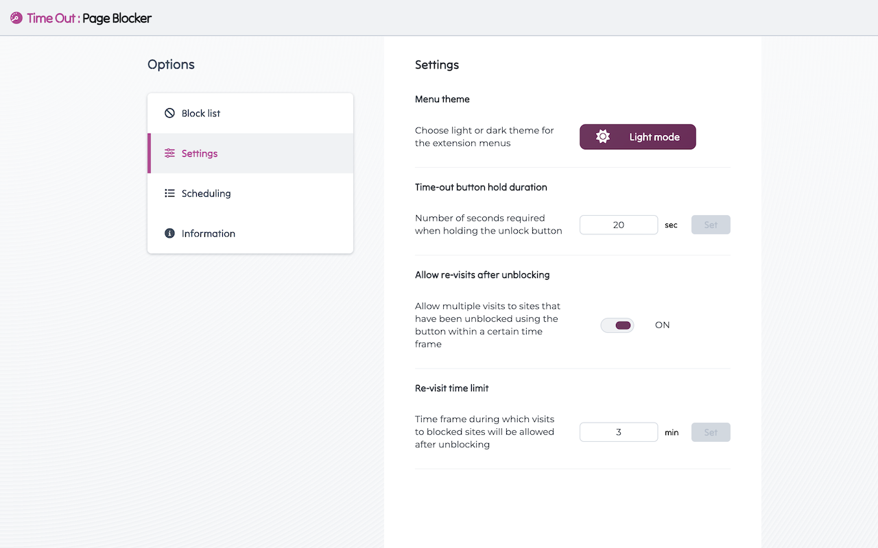 Time Out : Page Blocker chrome谷歌浏览器插件_扩展第3张截图
