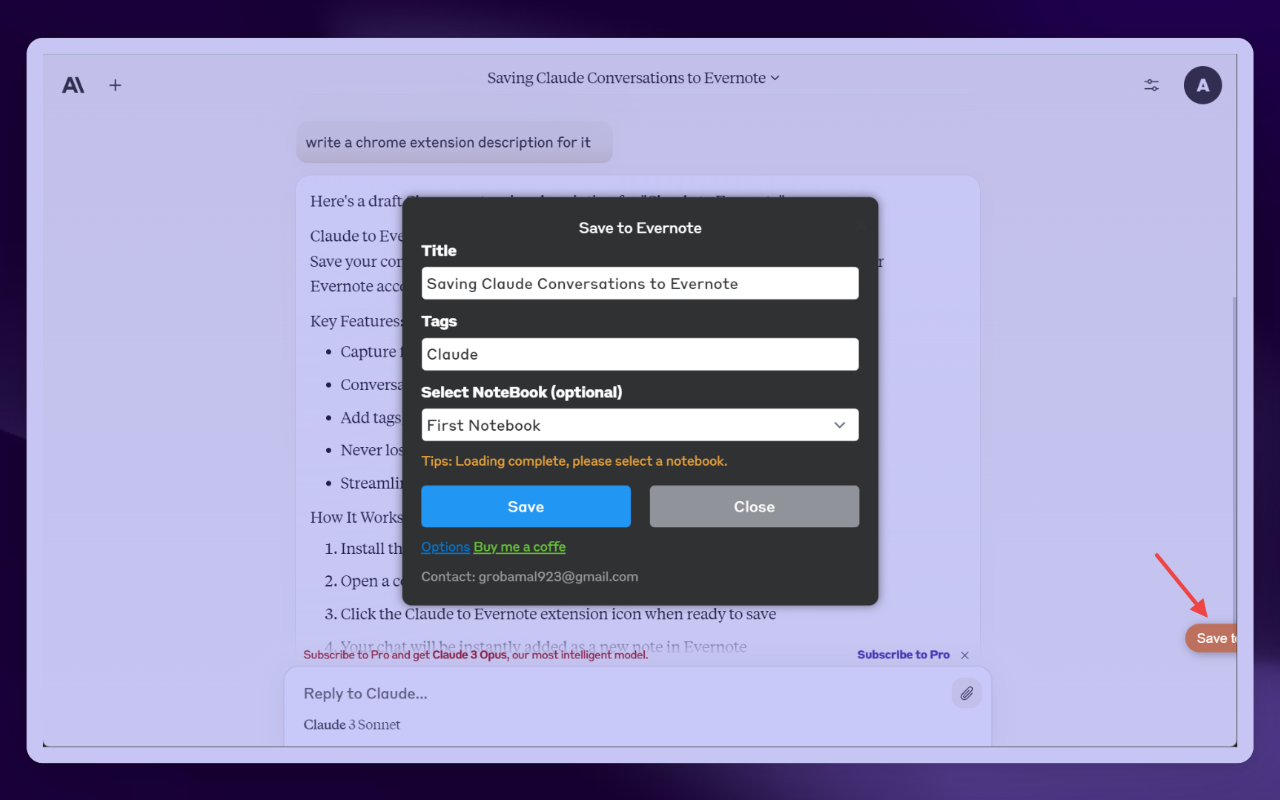 Claude to Evernote chrome谷歌浏览器插件_扩展第3张截图