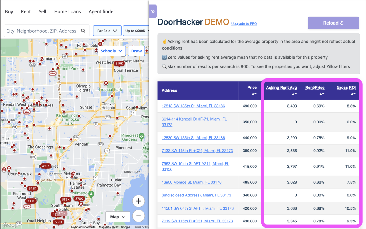 Doorhacker: cash flow properties on Zillow chrome谷歌浏览器插件_扩展第4张截图