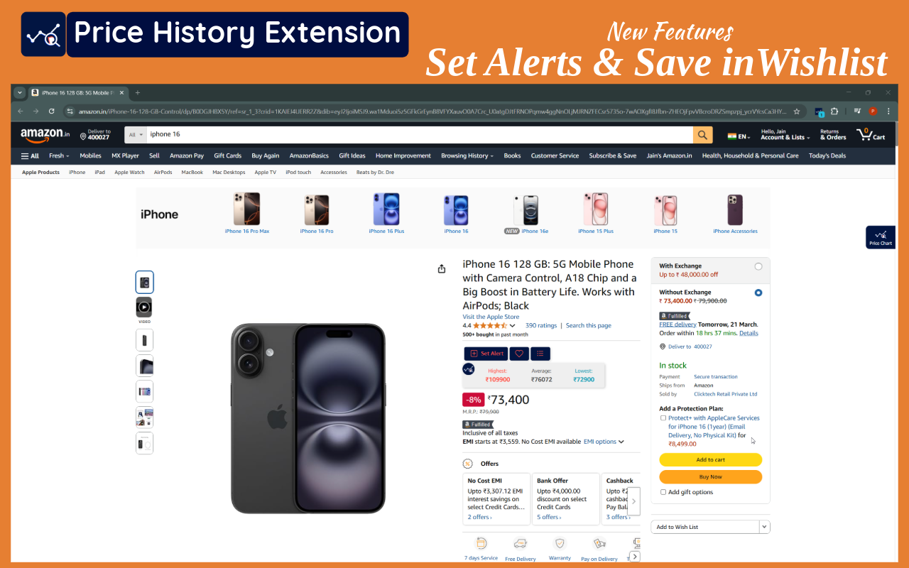 Price History Extension - Price Tracker for Amazon & Flipkart chrome谷歌浏览器插件_扩展第5张截图