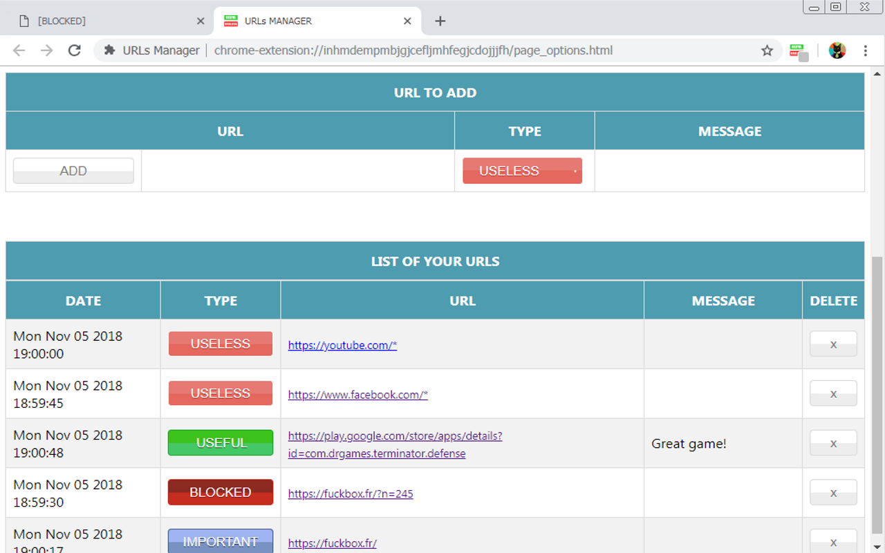 URLs Manager - Websites Blocker and Labeller chrome谷歌浏览器插件_扩展第3张截图